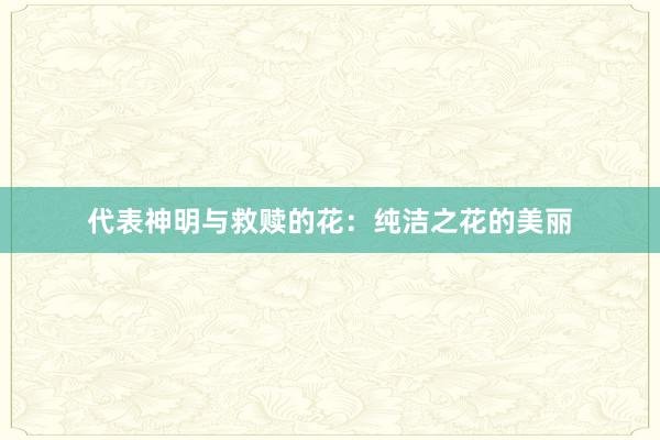 代表神明与救赎的花：纯洁之花的美丽
